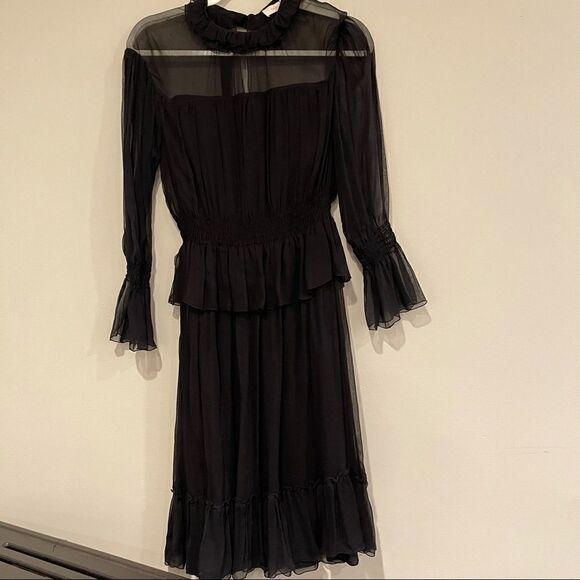 See By Chloé Shirred Silk-Georgette Peplum Dress - Picture 3 of 6